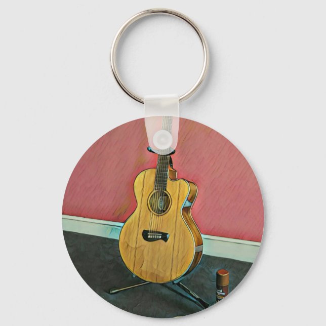 Gift for musician guitarist keychain (Front)