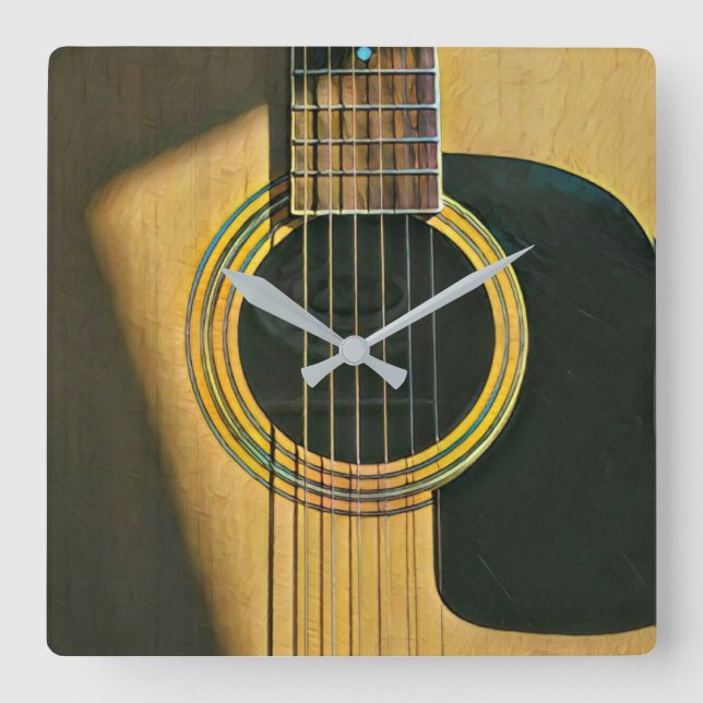 Gift for musician guitarist square wall clock (Front)