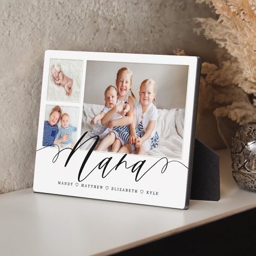 Gift for Nana  Grandchildren 3 Photo Collage Plaque