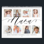 Gift for Nana | Grandchildren Family Photos Calendar<br><div class="desc">Send a beautiful personalized gift to your Grandma (Nana) that she'll cherish. Special personalized grandchildren & family photo collage calendar to display your own special family photos and memories. The front cover design features a simple 8 photo collage grid design with "Nana" designed in a beautiful handwritten black script style....</div>