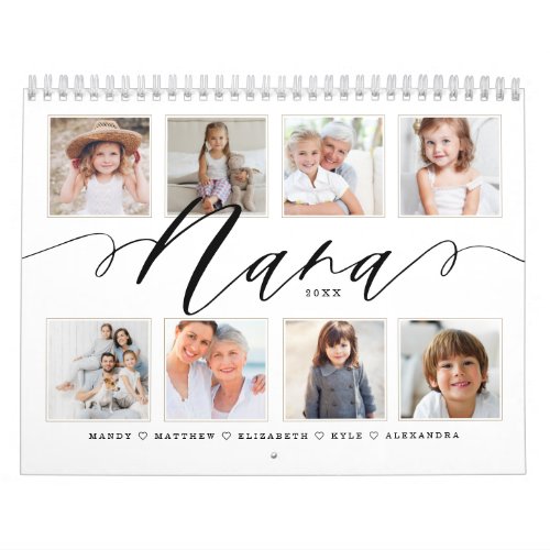 Gift for Nana  Grandchildren Family Photos Calendar