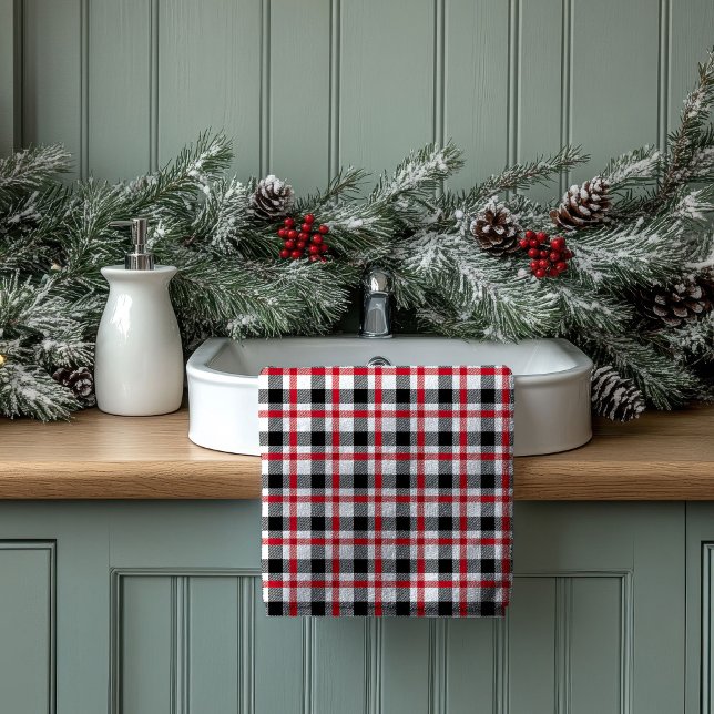 Gift for New Home Red Black Plaid Towel Set (Gift for New Home Red Black Plaid Towel Set)