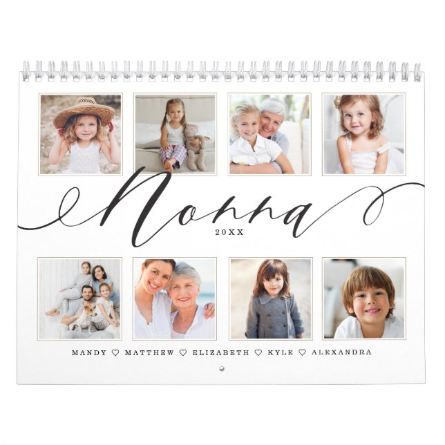 Gift for Nonna | Grandchildren Family Photos Calendar (Cover)