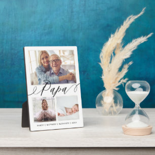 Gift for Papa   Grandchildren 3 Photo Collage Plaque