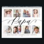 Gift for Papa | Grandchildren Family Photos Calendar<br><div class="desc">Send a beautiful personalized gift to your Grandpa (Papa) that he'll cherish. Special personalized grandchildren & family photo collage calendar to display your own special family photos and memories. The front cover design features a simple 8 photo collage grid design with "Papa" designed in a beautiful handwritten black script style....</div>