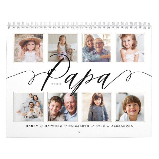 Gift for Papa | Grandchildren Family Photos Calendar (Cover)
