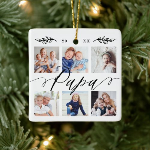 Gift for Papa  Grandchildren Photo Collage Ceramic Ornament