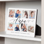 Gift for Papa | Grandchildren Photo Collage Plaque<br><div class="desc">Send a beautiful personalized gift to your Grandpa (Papa) that he'll cherish forever. Special personalized grandchildren photo collage plaque to display your own special family photos and memories. Our design features a simple 8 photo collage grid design with "Papa" designed in a beautiful handwritten black script style. Each photo is...</div>