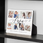 Gift for Papa | Grandchildren Photo Collage Plaque<br><div class="desc">Send a beautiful personalized gift to your Grandpa (Papa) that he'll cherish forever. Special personalized grandchildren photo collage plaque to display your own special family photos and memories. Our design features a simple 8 photo collage grid design with "Papa" designed in a beautiful handwritten black script style. Each photo is...</div>