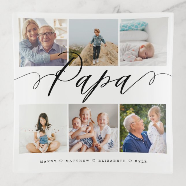 Gift for Papa | Grandchildren Photo Collage Trinket Tray (Front)