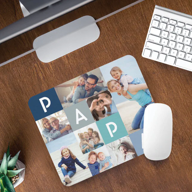 Gift For Papa | Papa Modern Multiple Photo Grid Mouse Pad
