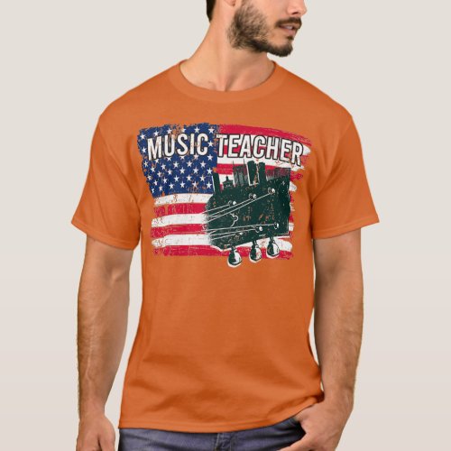 Gift For Patriotic America Guitar Music Teacher  T_Shirt