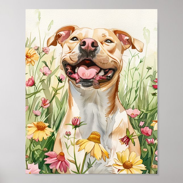 Gift for Pit Bull Owner Dog Art Wall Poster (Front)