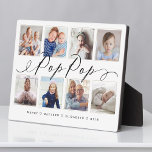 Gift for Pop Pop | Grandchildren Photo Collage Plaque<br><div class="desc">Send a beautiful personalized gift to your Grandpa (Pop Pop) that he'll cherish forever. Special personalized grandchildren photo collage plaque to display your own special family photos and memories. Our design features a simple 8 photo collage grid design with "Pop Pop" designed in a beautiful handwritten black script style. Each...</div>