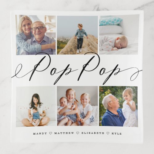 Gift for Pop Pop  Grandchildren Photo Collage Trinket Tray