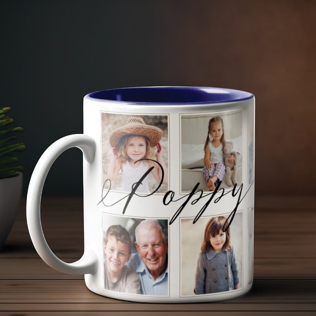Gift for Poppy | Grandchildren Photo Collage Coffee Mug