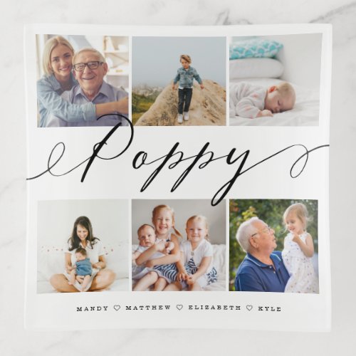 Gift for Poppy  Grandchildren Photo Collage Trinket Tray
