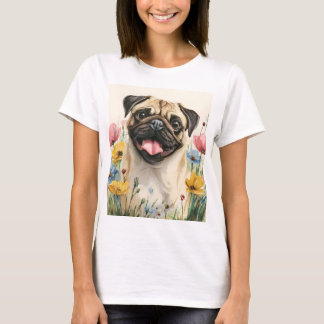 Gift for Pug Mom – Watercolor tee