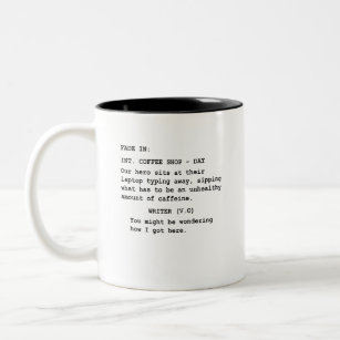 Gift for Screenwriter – Funny Coffee Shop Scene Two-Tone Coffee Mug