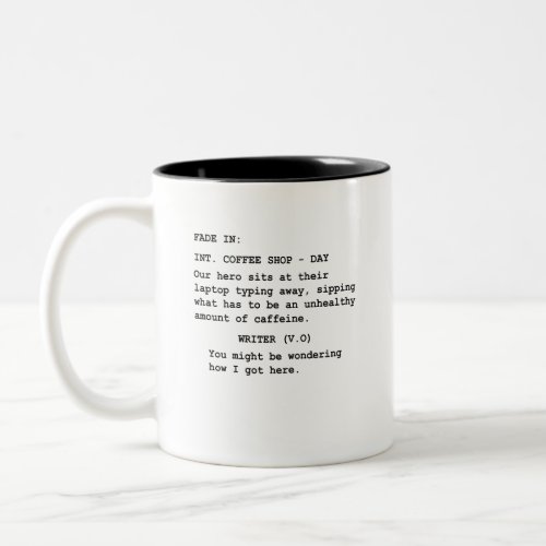Gift for Screenwriter  Funny Coffee Shop Scene Two_Tone Coffee Mug