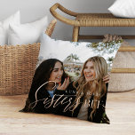 Gift For Sisters BFFs Full Photo Throw Pillow<br><div class="desc">A special and memorable photo pillow gift for sisters. The design features a full photos to display your own special photo on the front and back. "Sister" is designed in a stylish faux blush pink gold calligraphy and customized with sister's names. Send a memorable and special gift to yourself and...</div>