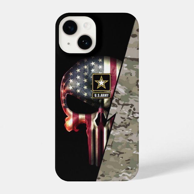 Gift For Skull Lover Military Veteran Camo Soldier iPhone Case (Back)