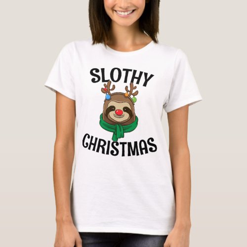 Gift For Sloth Lovers Slothy Christmas T_Shirt