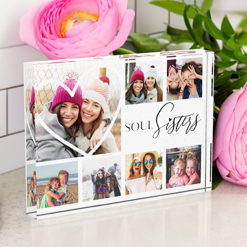 Gift For Soul Sisters 7 Photo Collage Heart BFFs