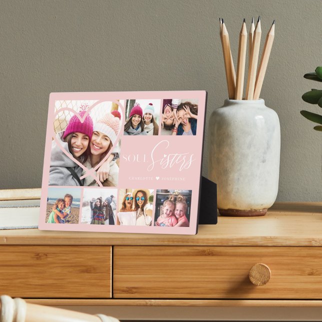 Gift For Soul Sisters 7 Photo Collage Heart BFFs Plaque (Creator Uploaded)