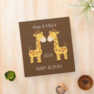 Gift for Twins Cute Giraffe Animal Binder