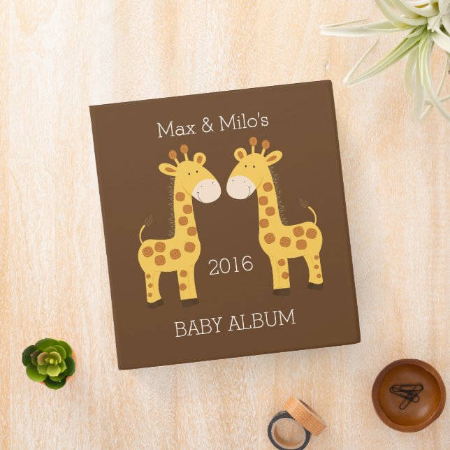 Gift for Twins Cute Giraffe Animal Binder (In Situ)
