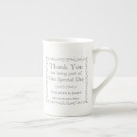Gift for Wedding Guests. Thank You Bone China Mug