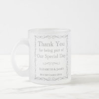 Gift for Wedding Guests. Thank You Frosted Glass Coffee Mug