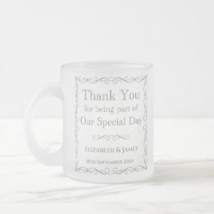 Gift for Wedding Guests. Thank You Frosted Glass Coffee Mug