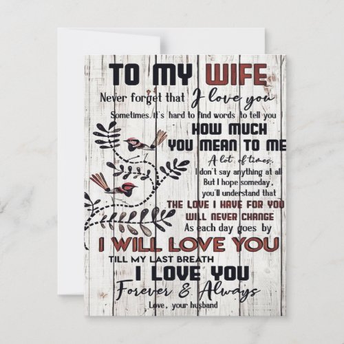 Gift For Wife  To My Wife Lovely Letter Invitation