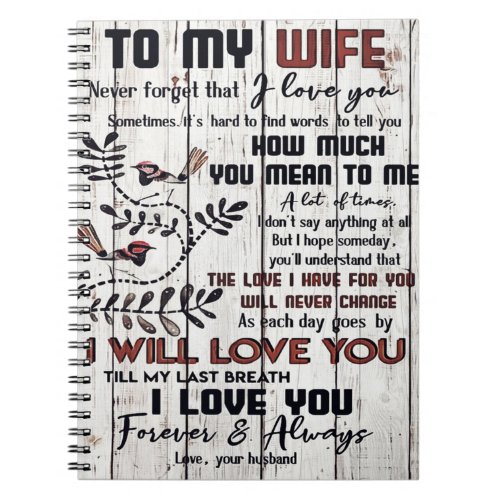 Gift For Wife  To My Wife Lovely Letter Notebook