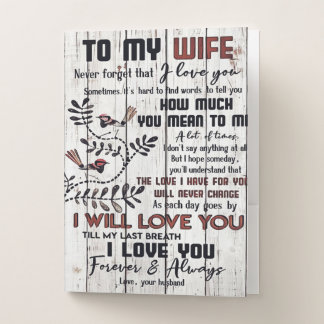 Gift For Wife | To My Wife Lovely Letter Pocket Folder
