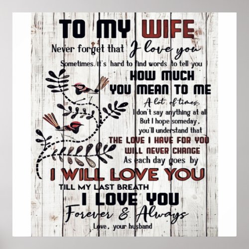 Gift For Wife  To My Wife Lovely Letter Poster