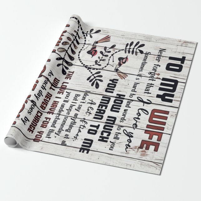 Gift For Wife | To My Wife Lovely Letter Wrapping Paper (Unrolled)