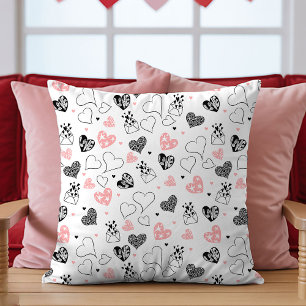 Gift for Wife Valentine Pillow Pink Black Hearts