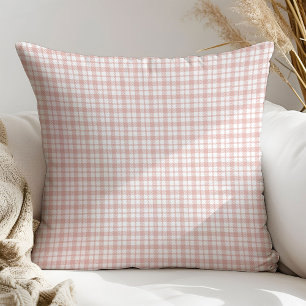 Gift for Women Rose Gold Plaid Home Pillow