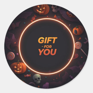 "GIFT FOR YOU" Text  Classic Round Sticker