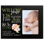 Gift From Above Black Floral Baby Picture Frame<br><div class="desc">This beautiful baby birth stats picture frame is a lovely way to commemorate such a special day. Laser engraved with a sweet verse and your baby's specifications. Verse reads "Every good and perfect gift is from above - James 1:17".</div>