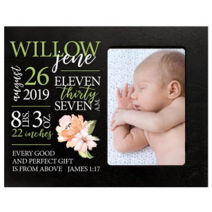 Gift From Above Black Floral Baby Picture Frame