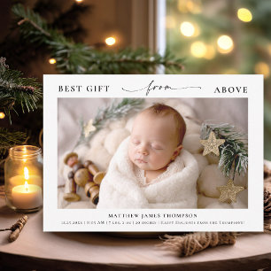 Gift from Above Elegant Christmas Baby Photo Holiday Card