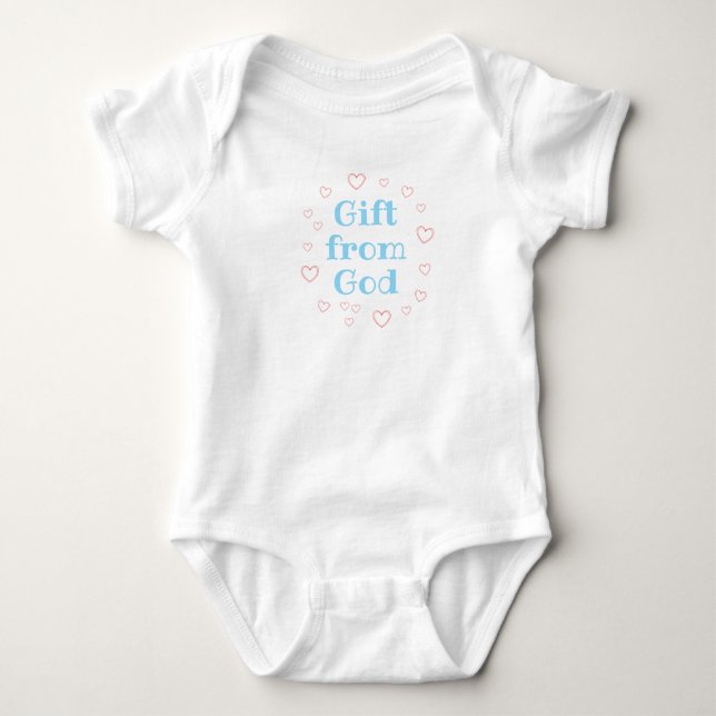 Gift From God, Religious Girl Boy Gift, Bapstism Baby Bodysuit (Front)