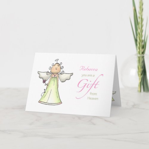 Gift from Heaven Adoption Anniversary Custom Name Card