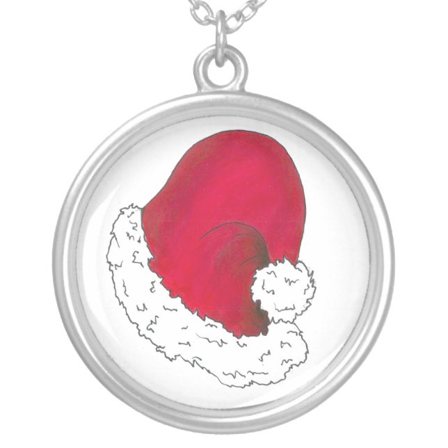 Gift From Santa Red Christmas Hat Holiday Necklace (Front)