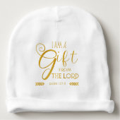 Gift from the Lord, Gold Font Baby Beanie (Front)