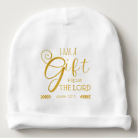 Gift from the Lord, Gold Font Baby Beanie